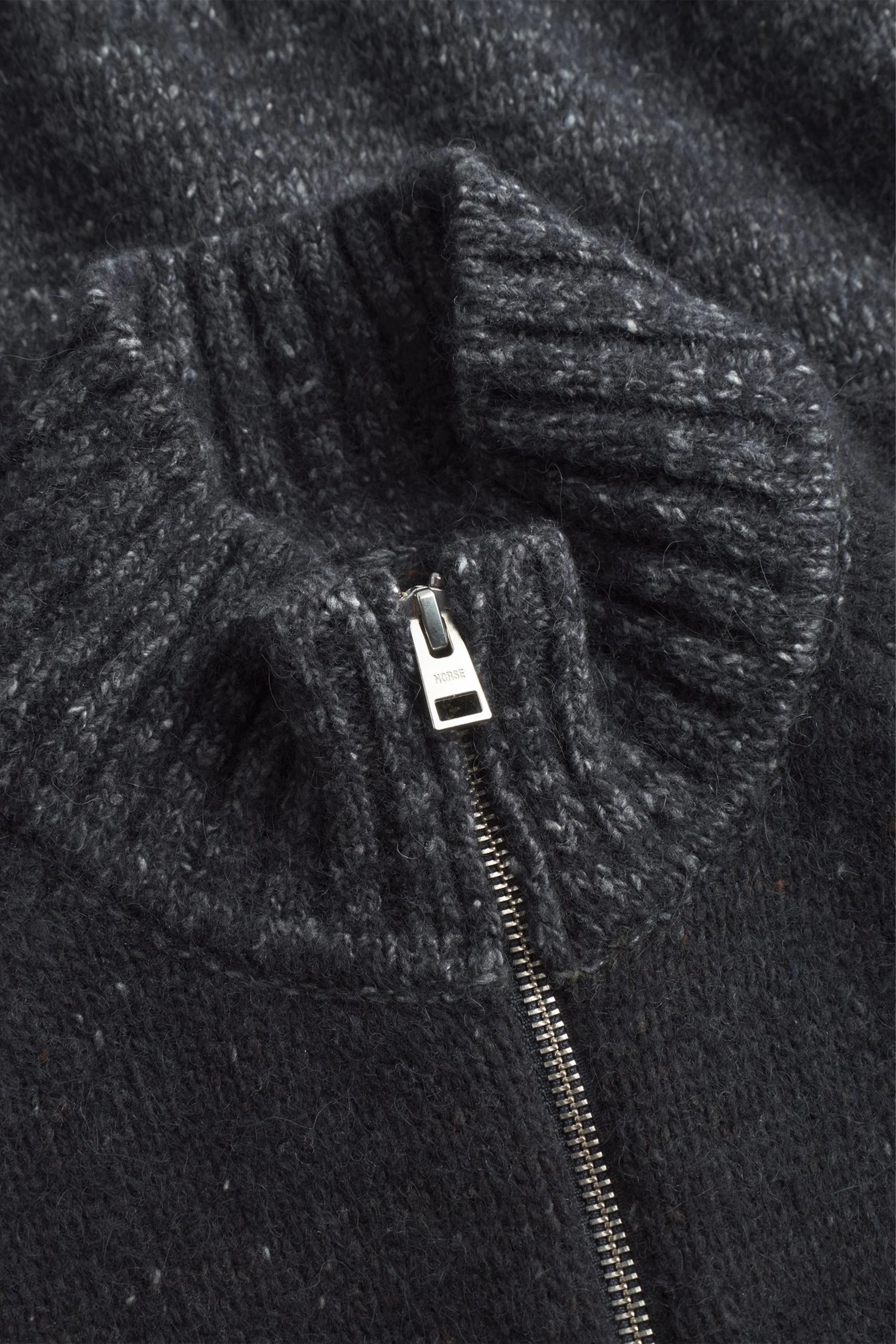 Ulf Full Zip Fairisle Cardigan Dark Grey Melange - Image 4