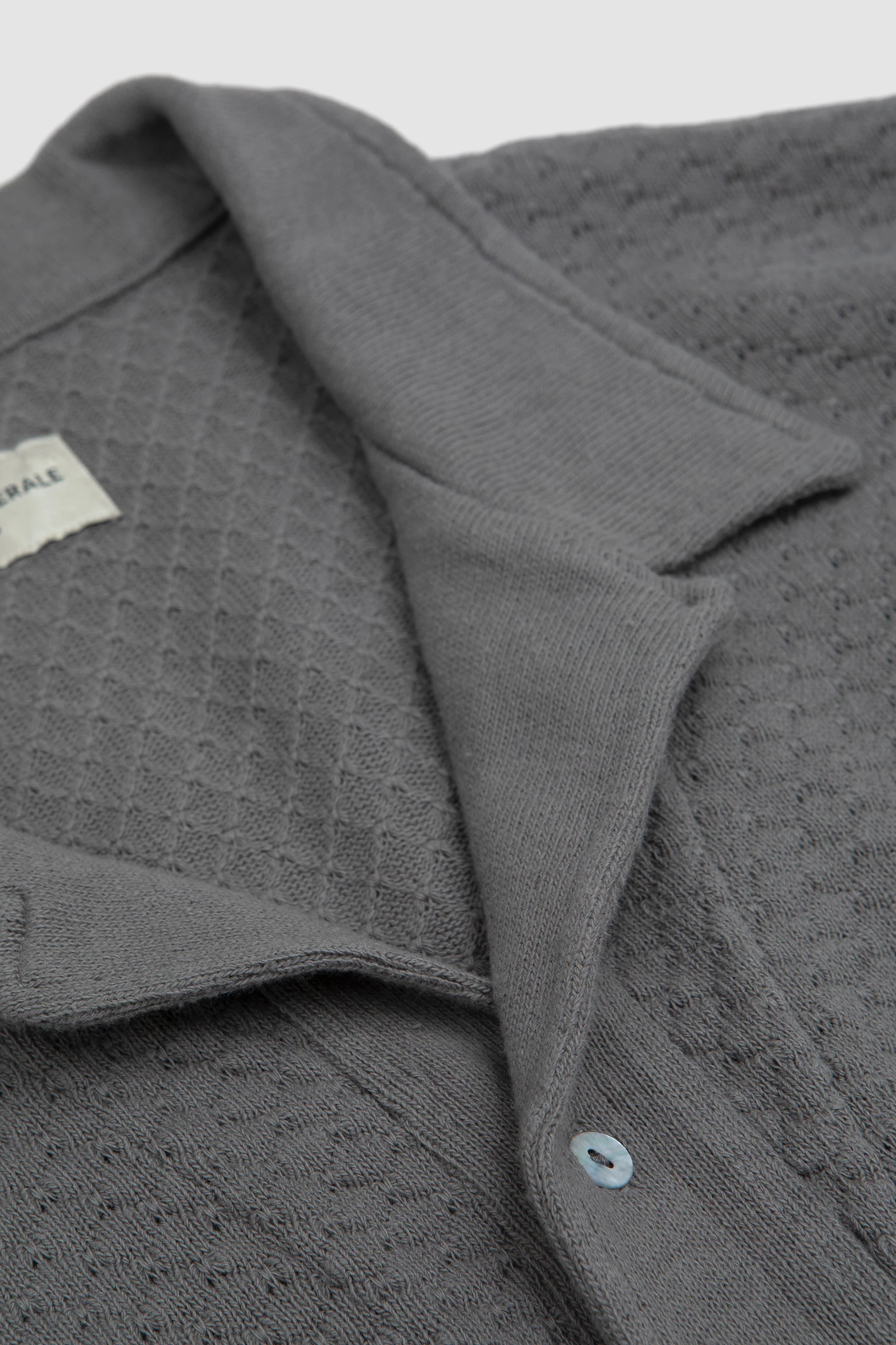 Kai SS Textured Cotton Polo Iron Grey - Image 3