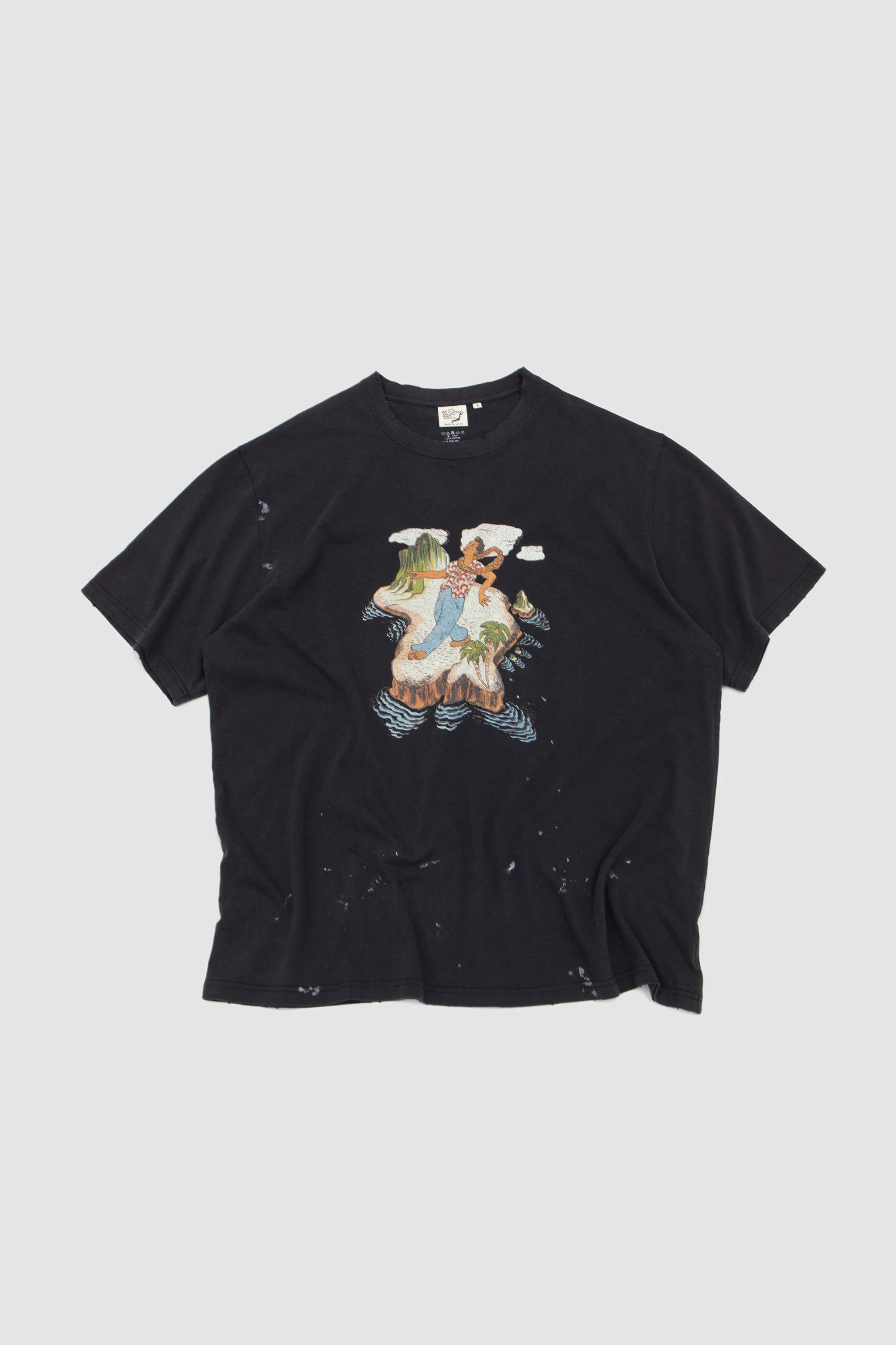 Vintage Fade Hawaiian T-Shirt Graphic_1 Black