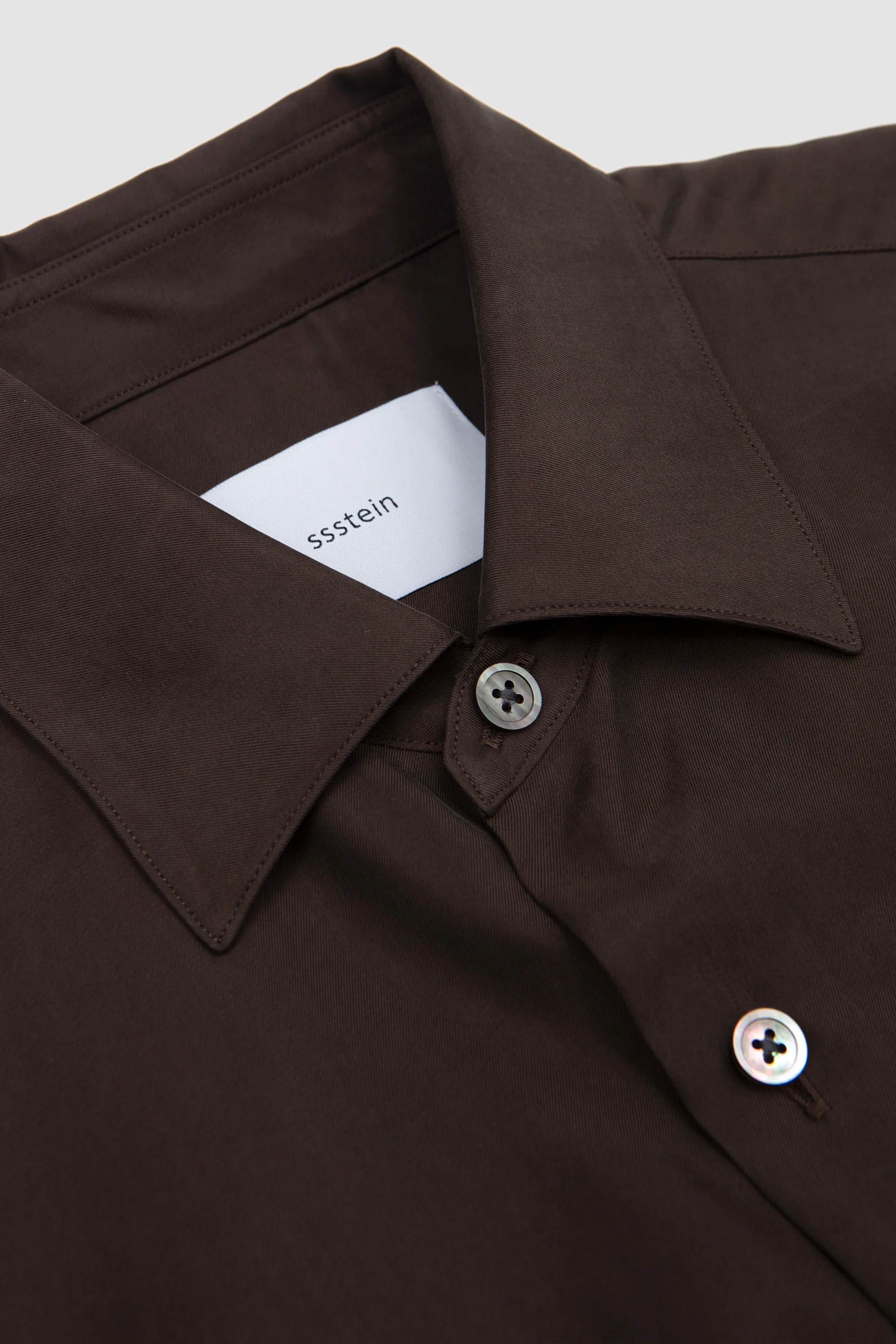 Cupro Twill Oversized LS Shirt Dark Brown - Image 3