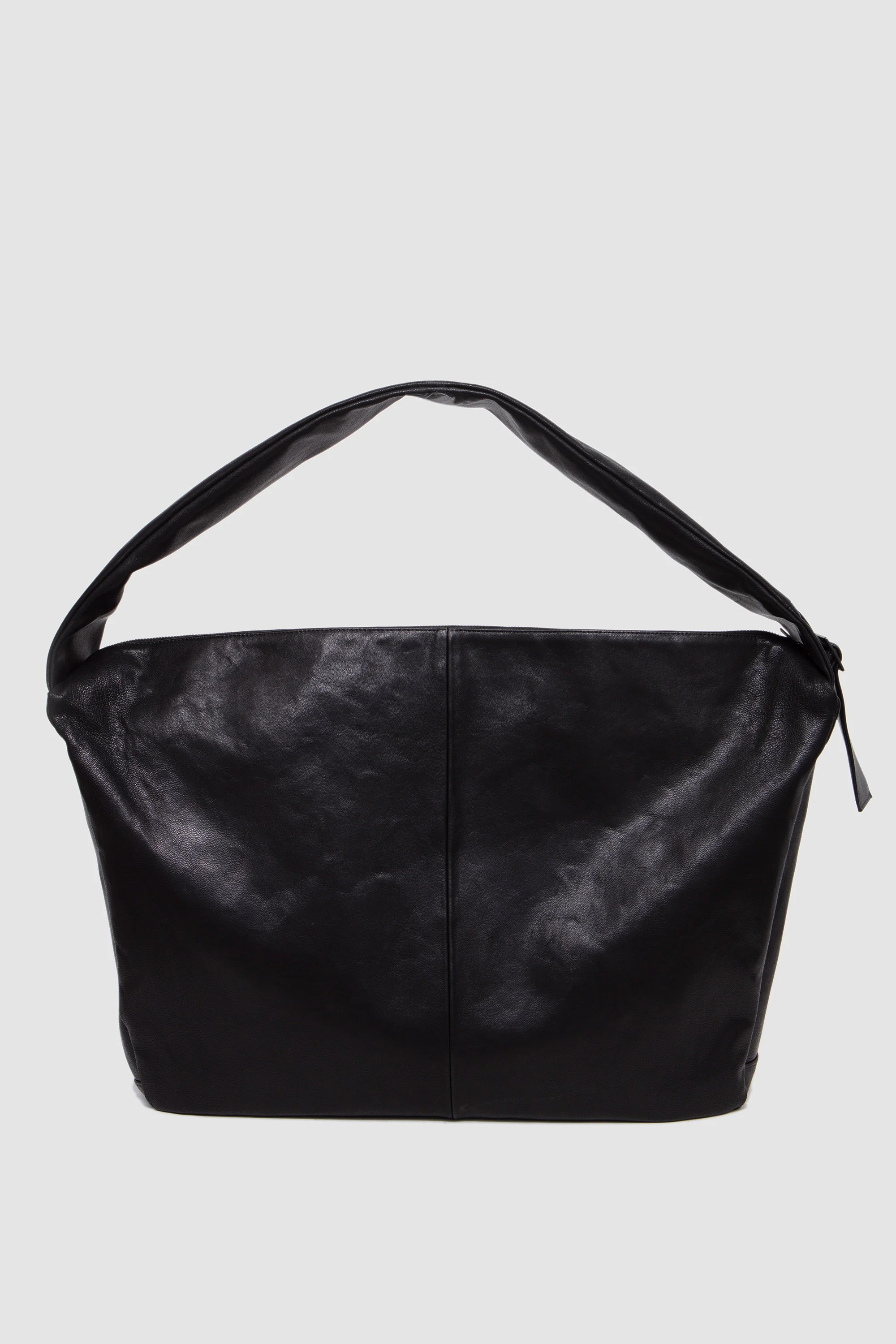 Shirring Handle Leather Shoulder Bag Black - Image 5