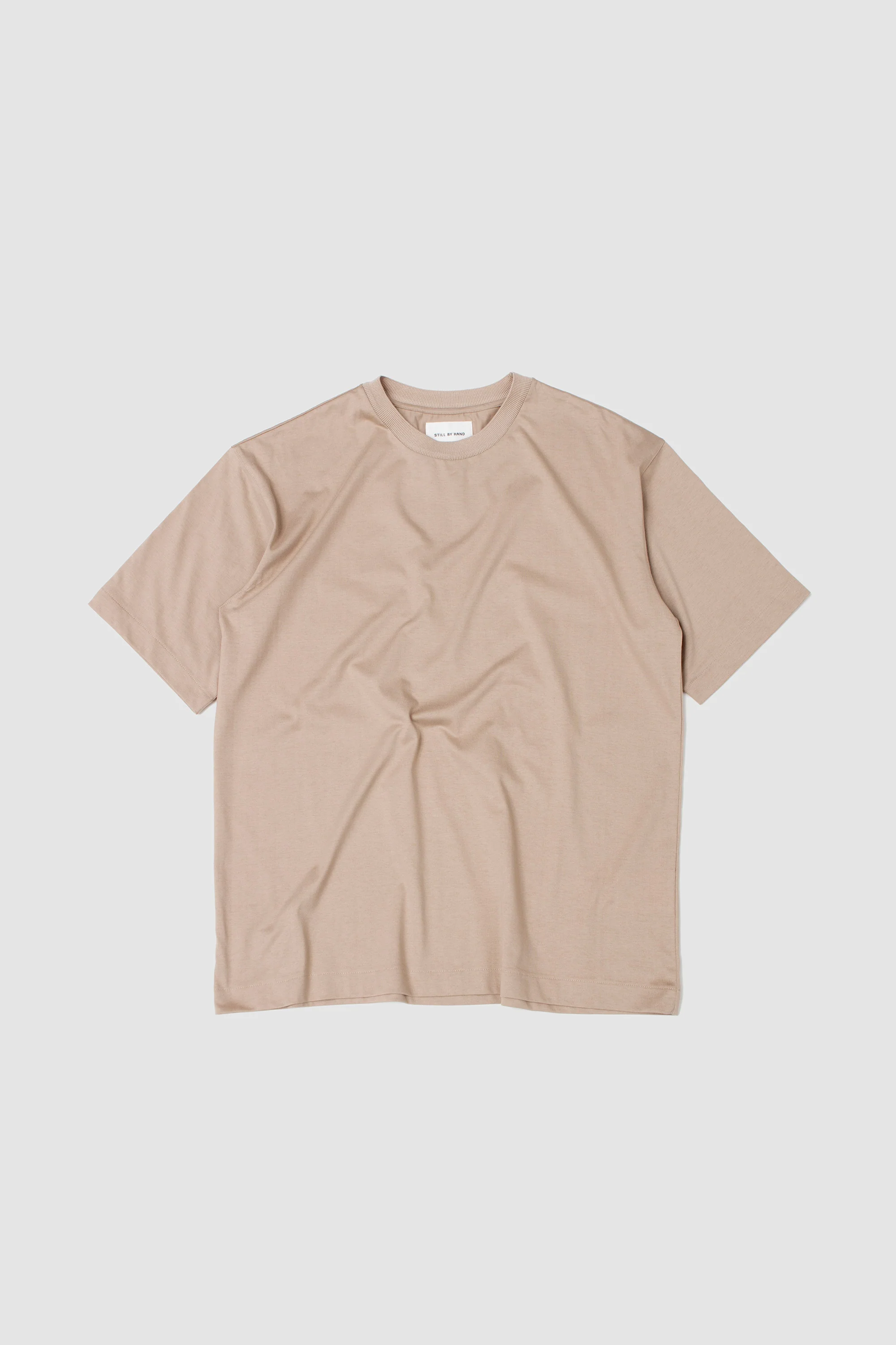 Knitted Rib T-Shirt Sand Beige - Image 2