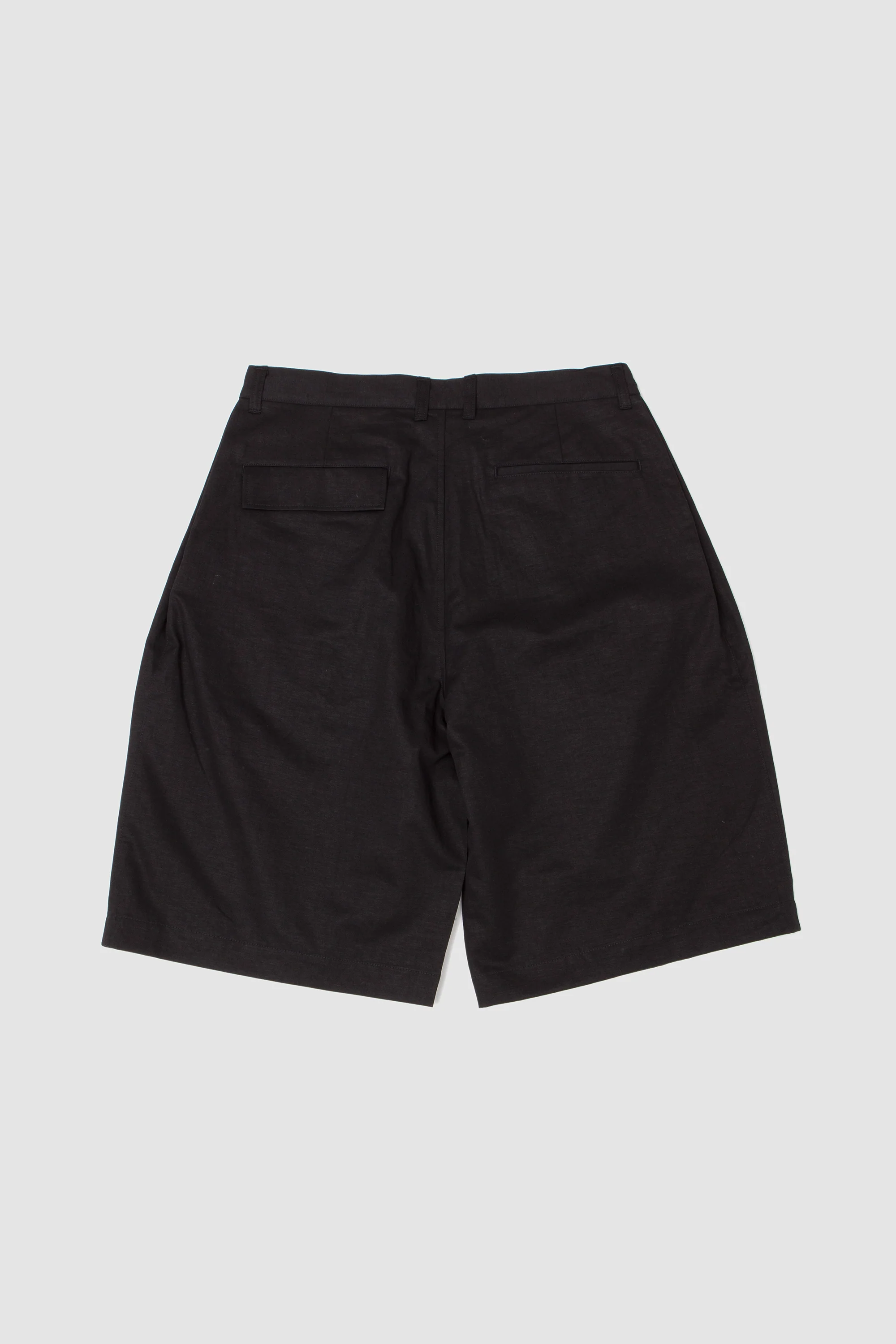 Linen Mixed Wide Shorts Black - Image 5