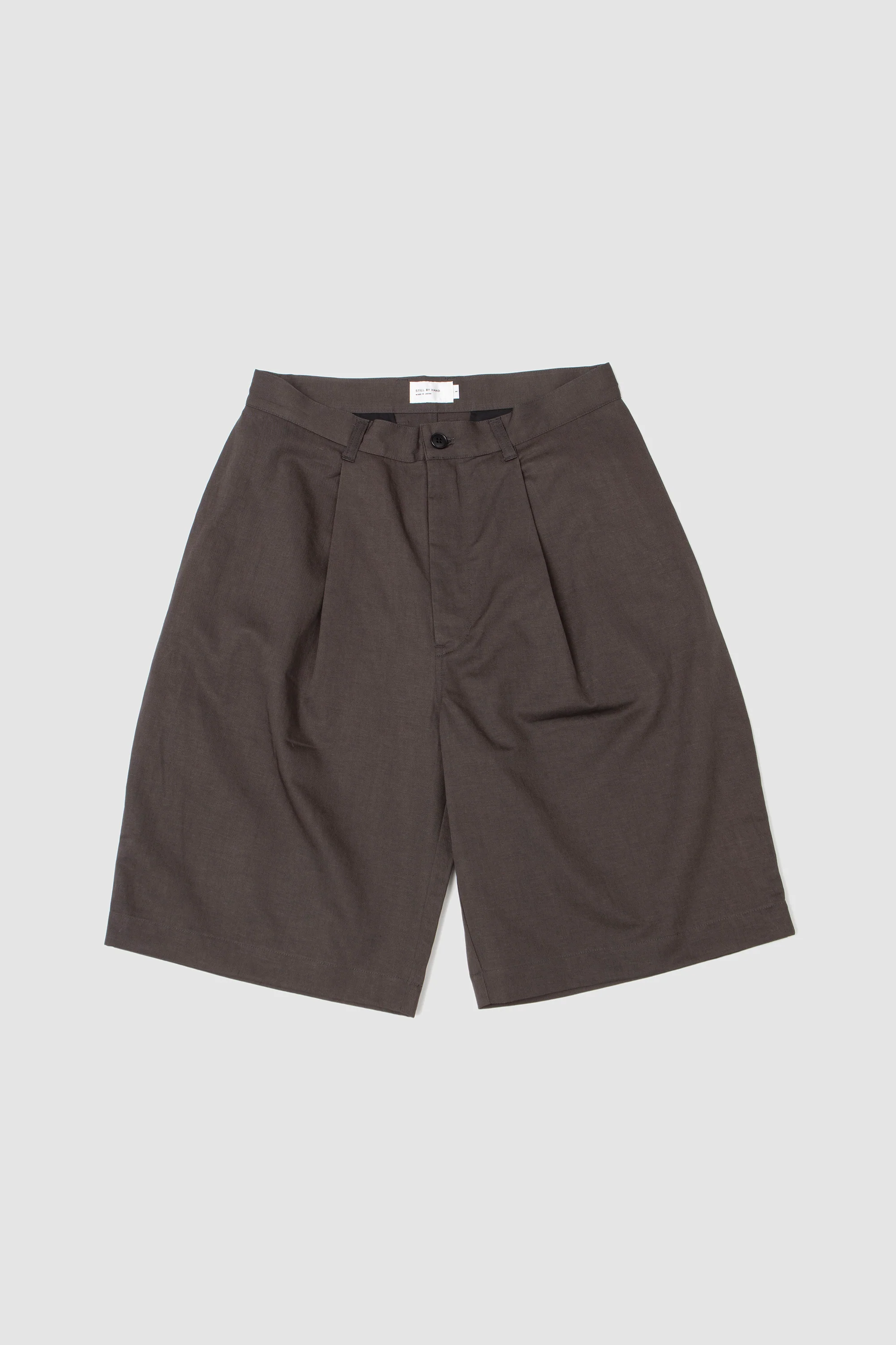 Linen Mixed Wide Shorts Charcoal