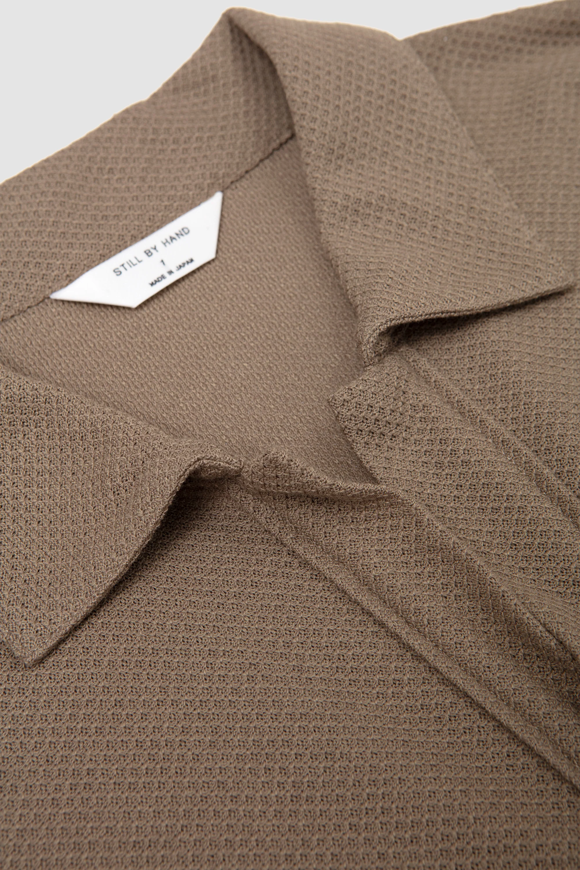 Moss Stitch Skipper Shirt Khaki - Image 3