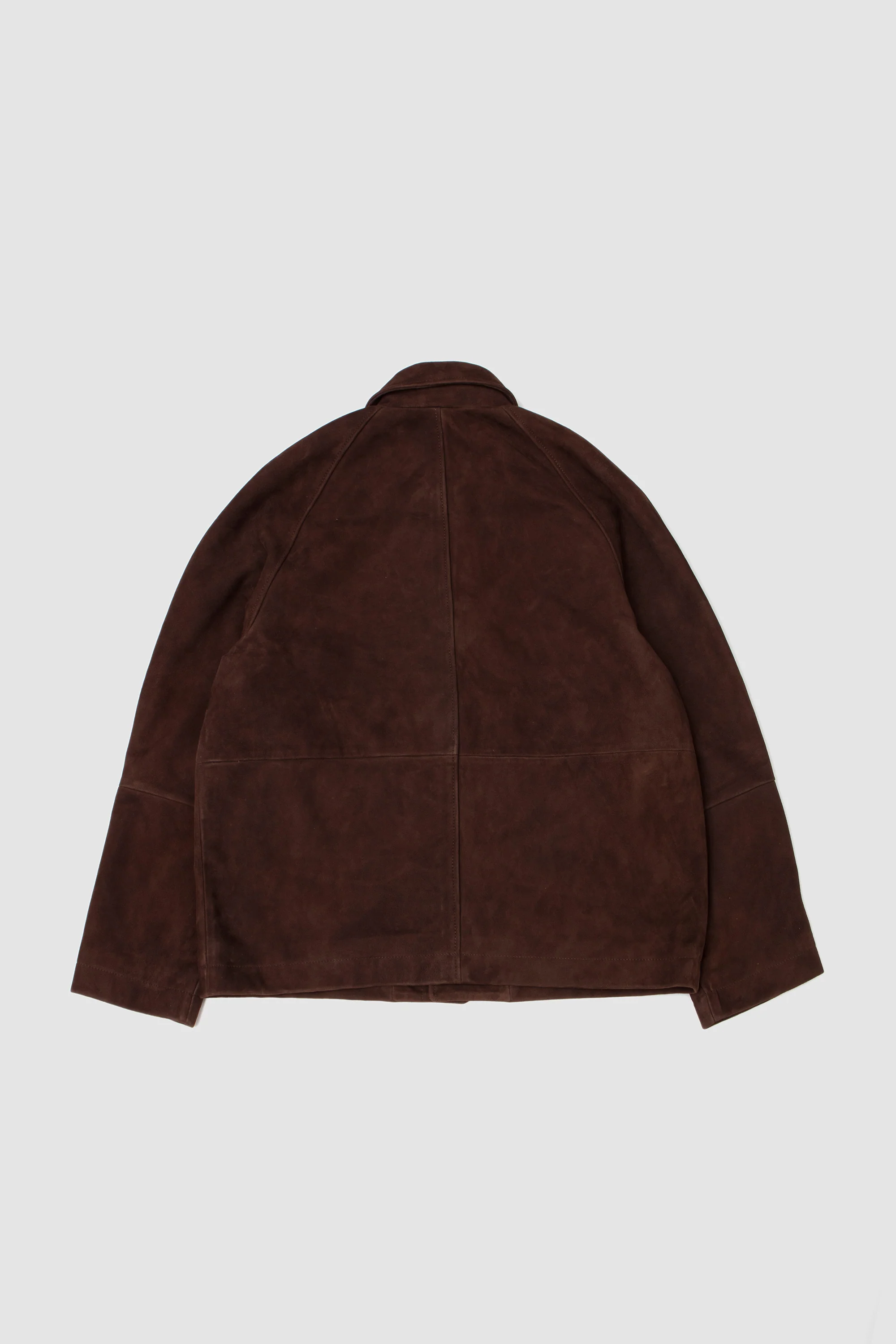 Short Raglan Suede Jacket Dark Brown - Image 5