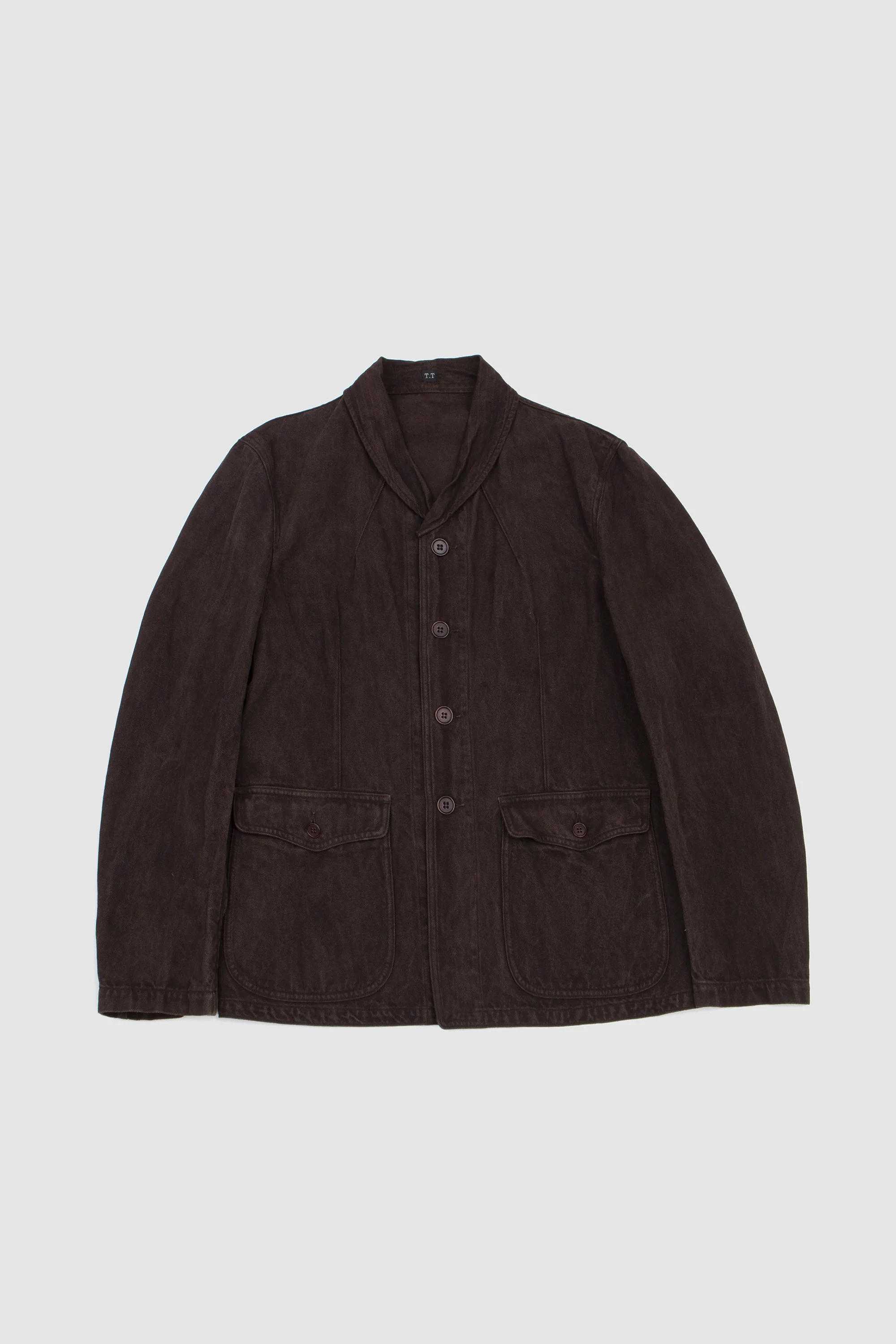 Lot. 327 Modified Shawl Collar Jacket Mud Dyed Brown - Image 2