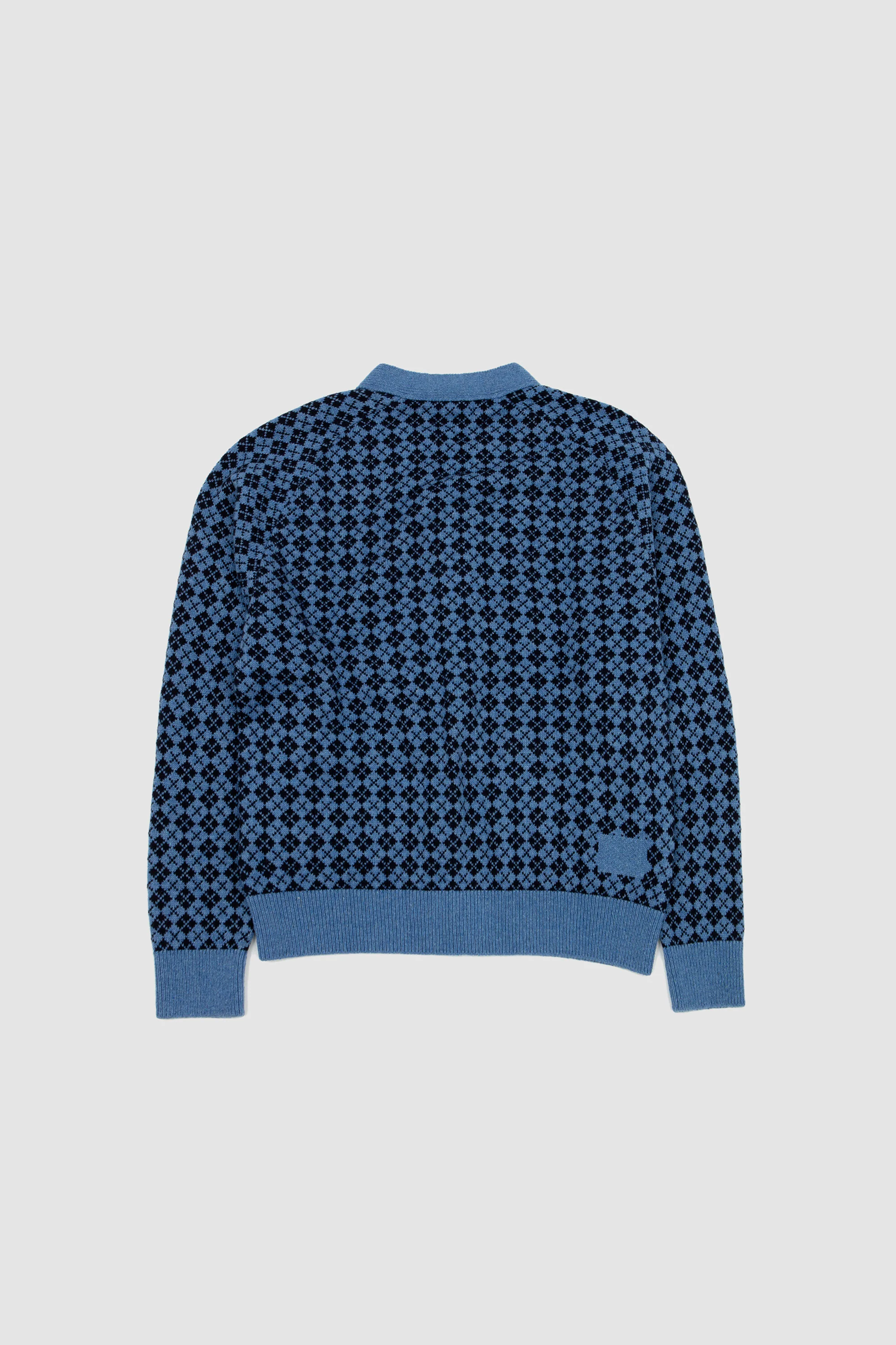 Allan Cardigan Plain Knit Argyll Pale Blue/ Navy - Image 5
