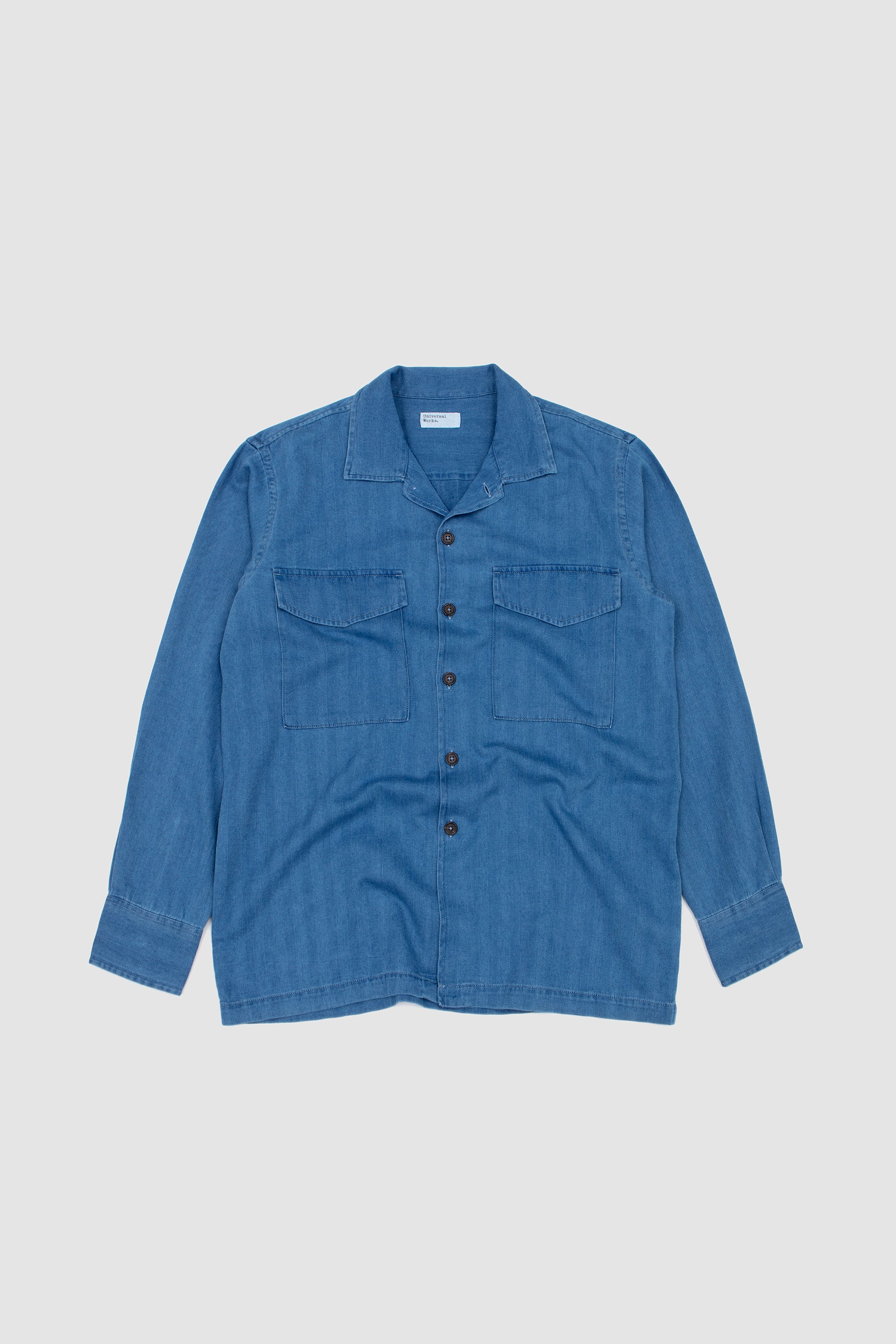 Attendant Shirt Herringbone Rec. Cotton Washed Indigo - Image 2
