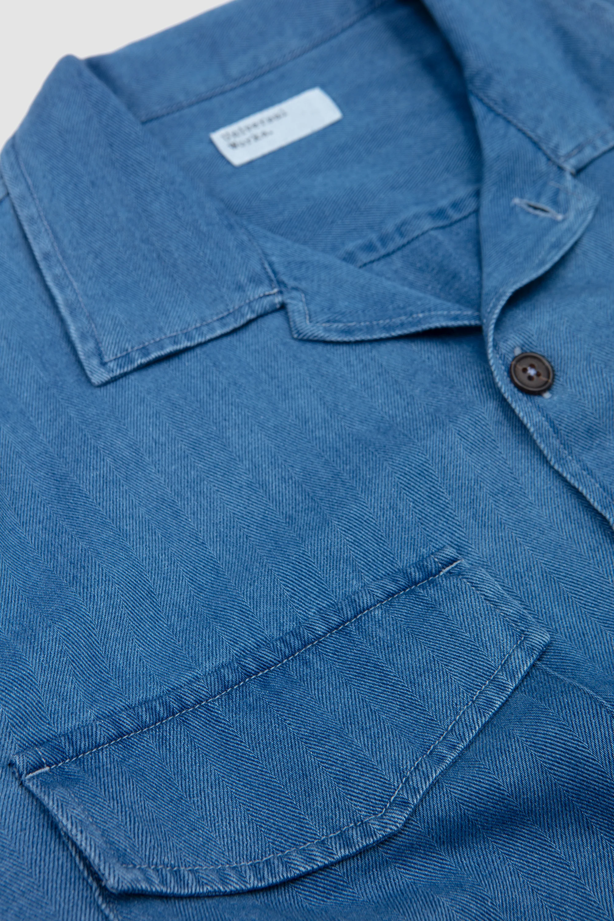 Attendant Shirt Herringbone Rec. Cotton Washed Indigo - Image 3