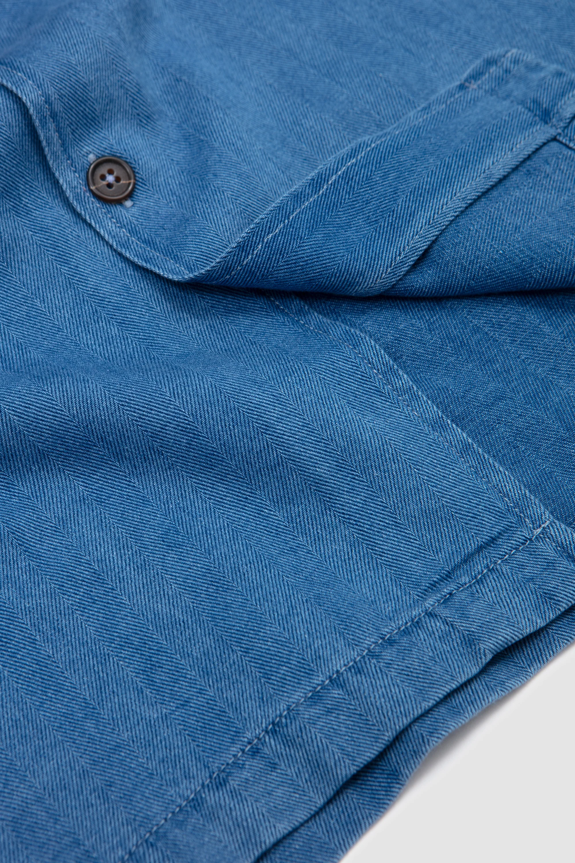 Attendant Shirt Herringbone Rec. Cotton Washed Indigo - Image 4