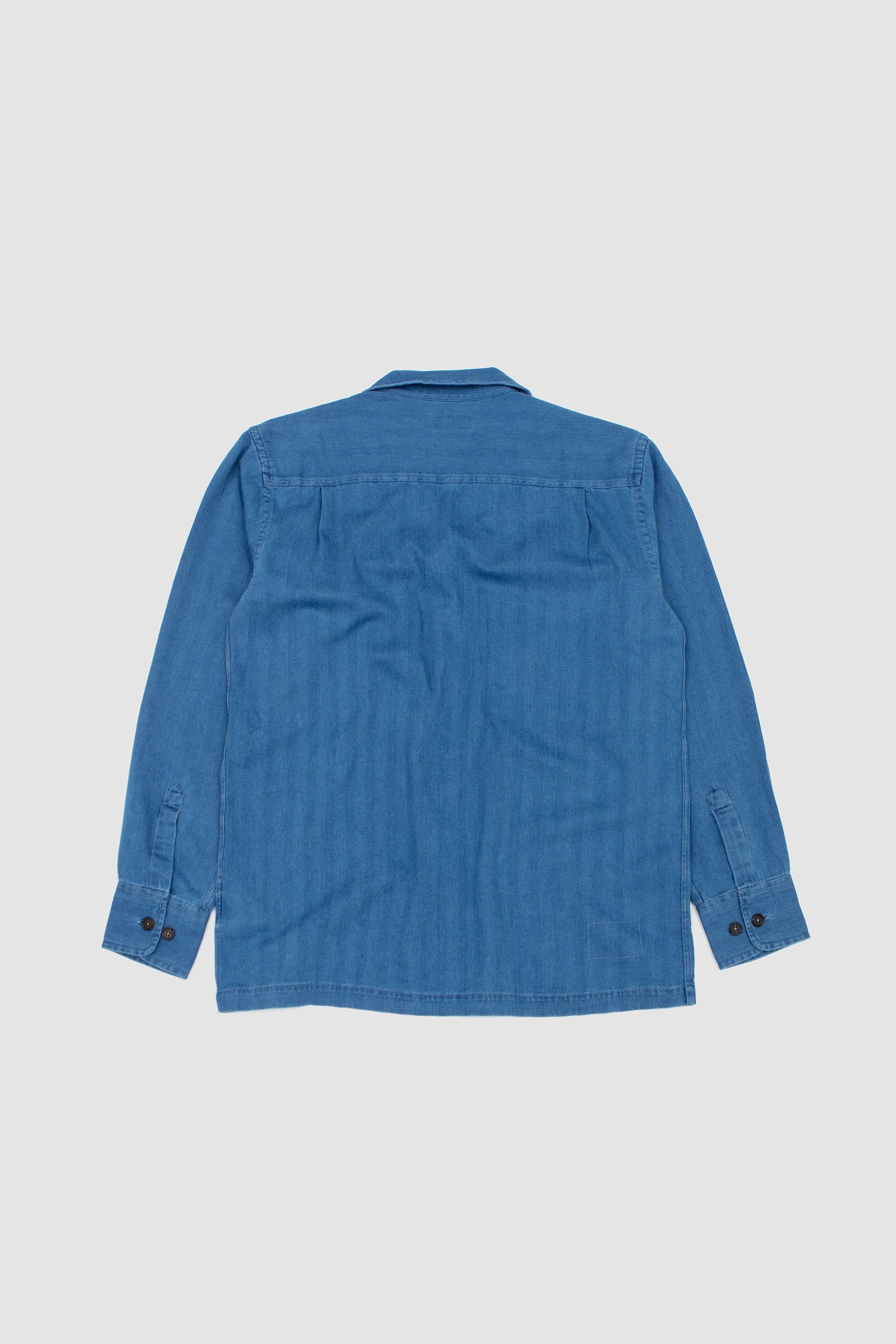 Attendant Shirt Herringbone Rec. Cotton Washed Indigo - Image 5