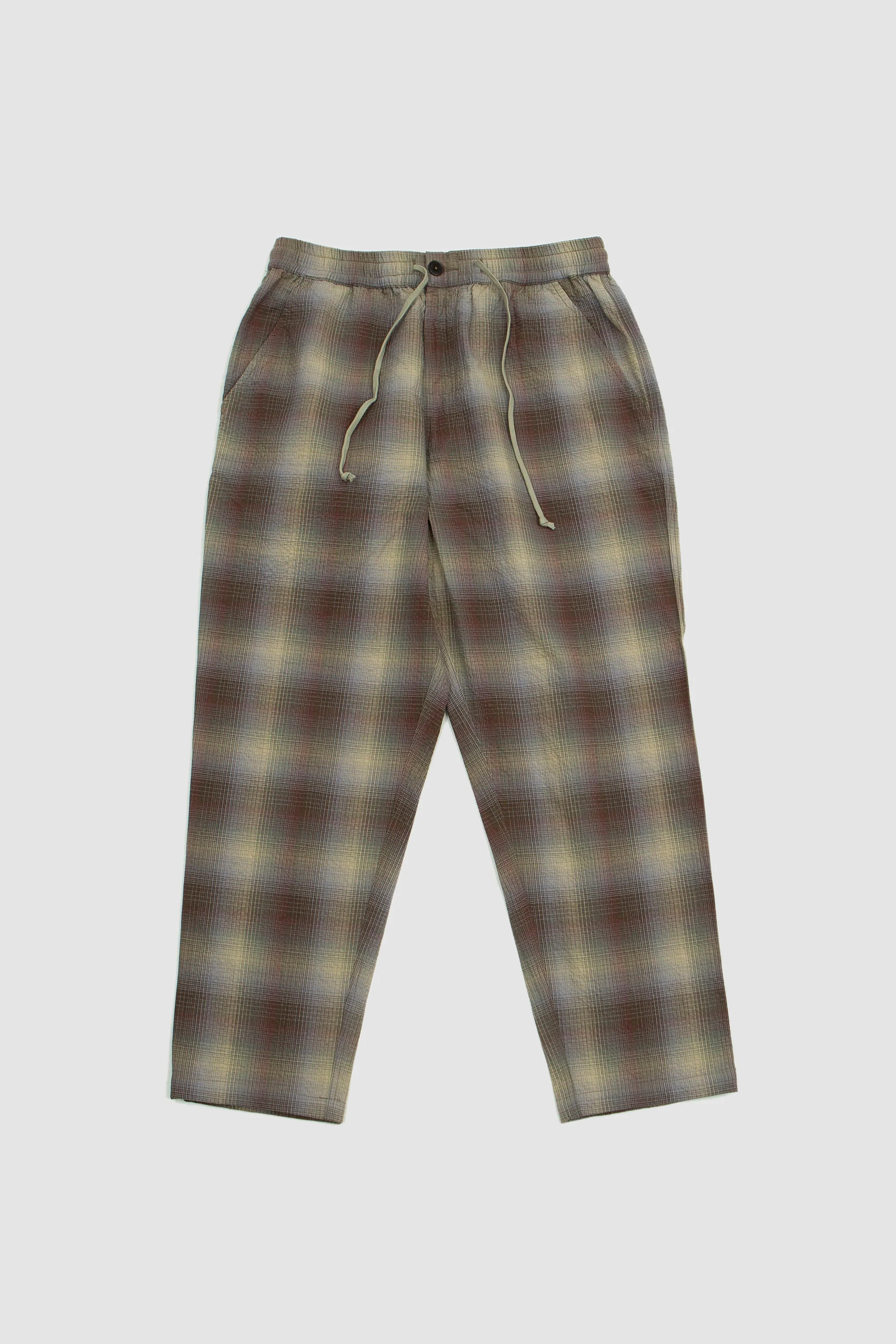Hi Water Trousers Olive Check PT Seersucker