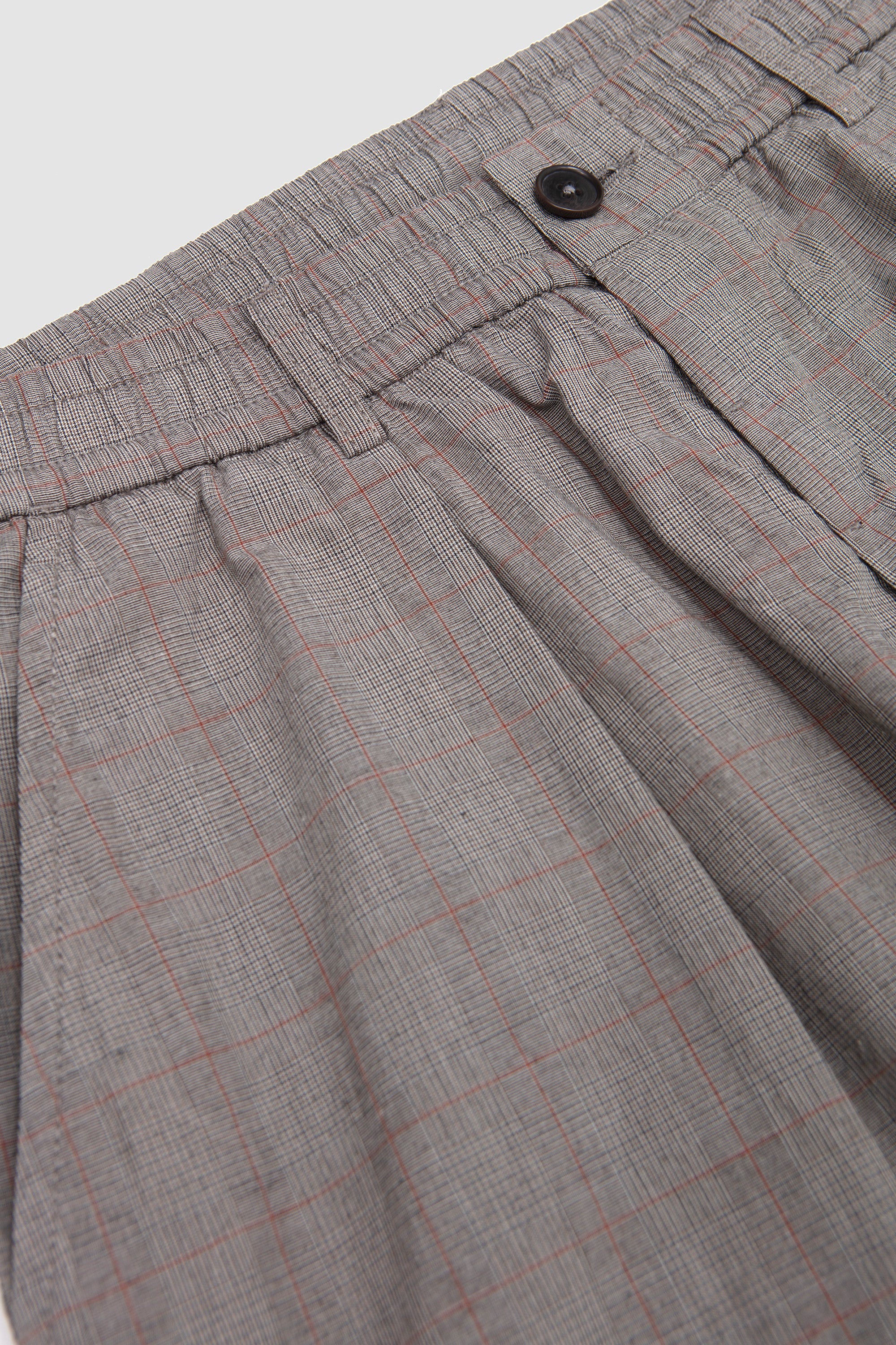 Pleated Track Pant Wales Glen Check Grey Brown - Image 3