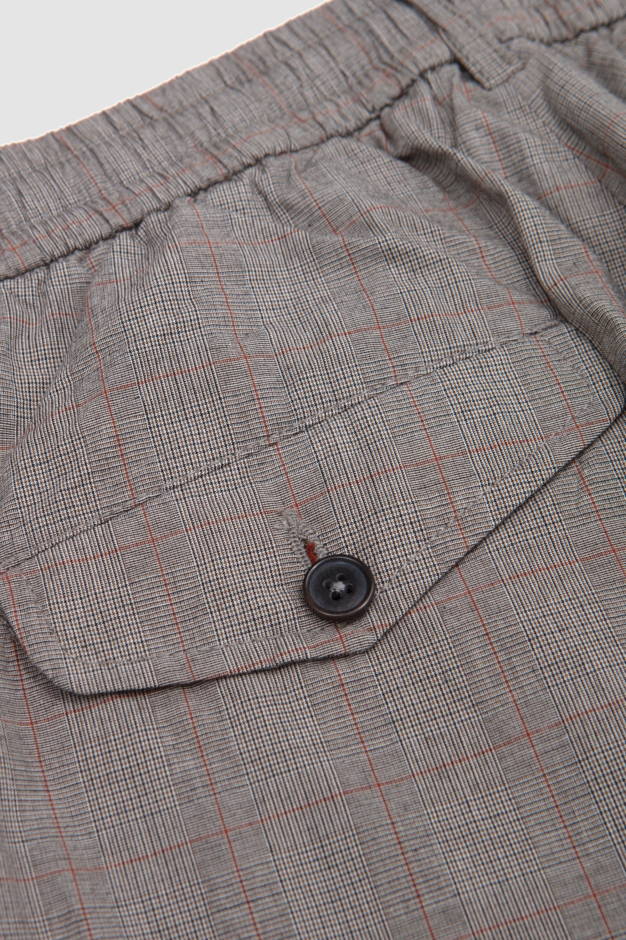 Pleated Track Pant Wales Glen Check Grey Brown - Image 4