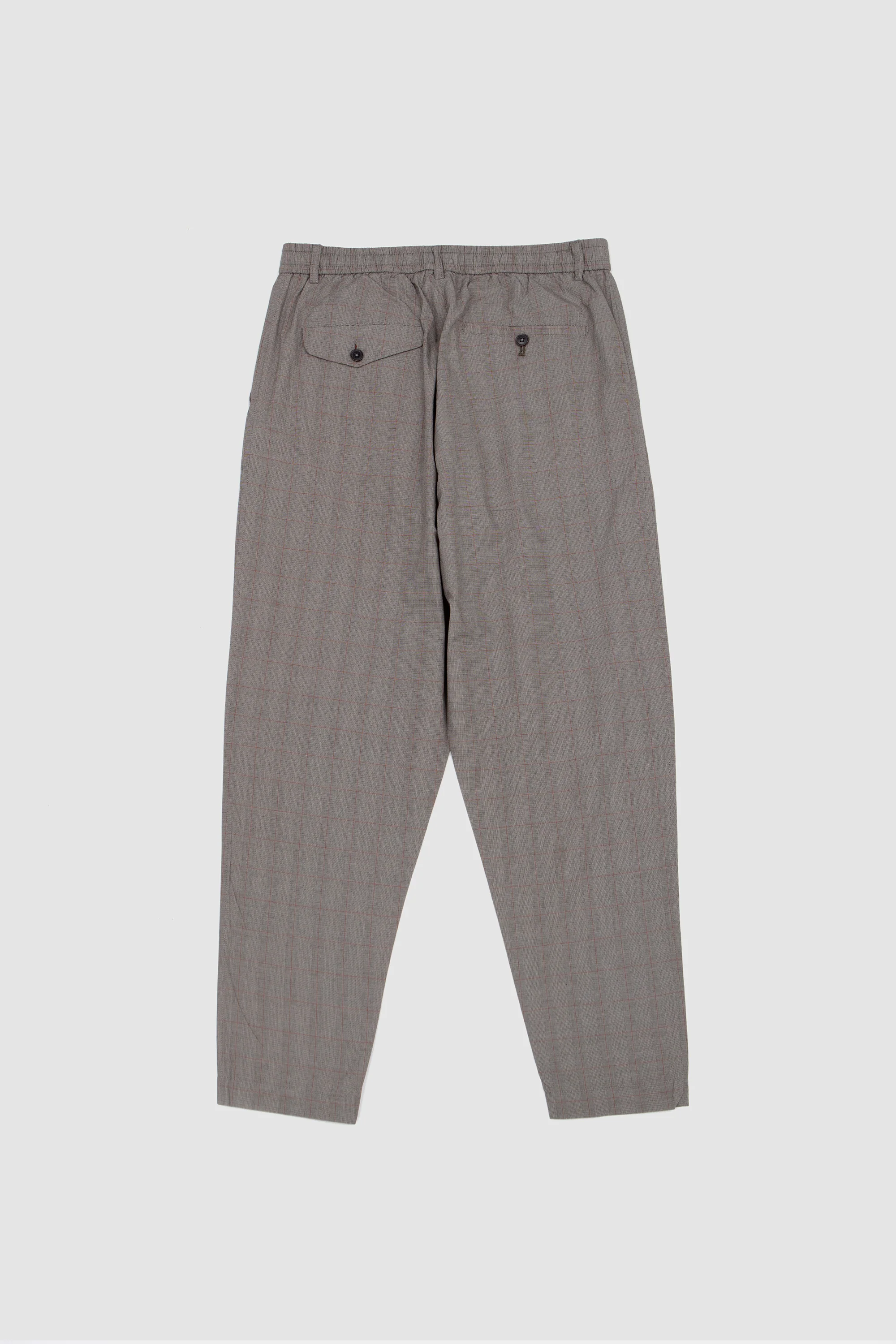 Pleated Track Pant Wales Glen Check Grey Brown - Image 5