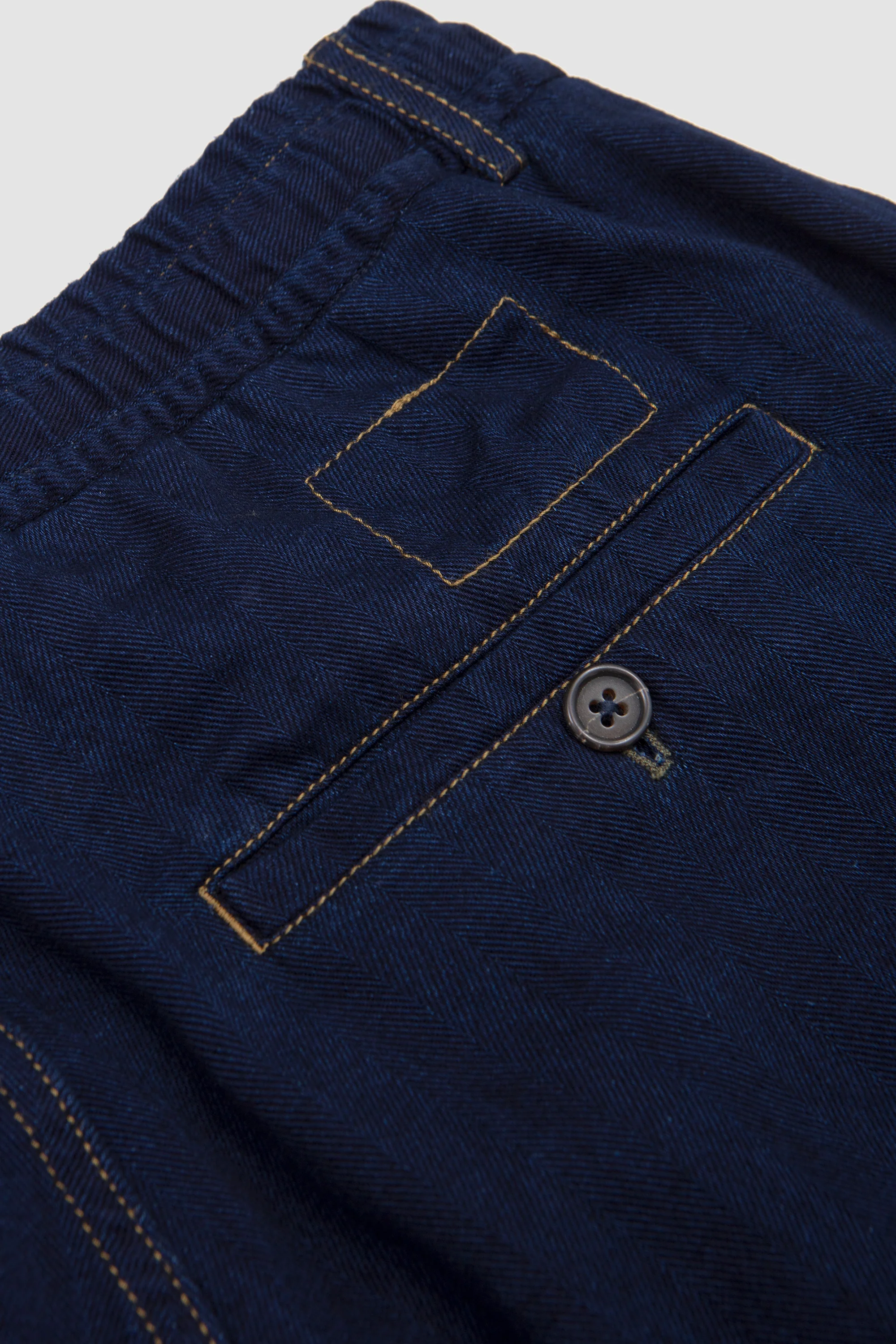 Pleated Track Short Herringbone Rec. Cotton Indigo - Image 4