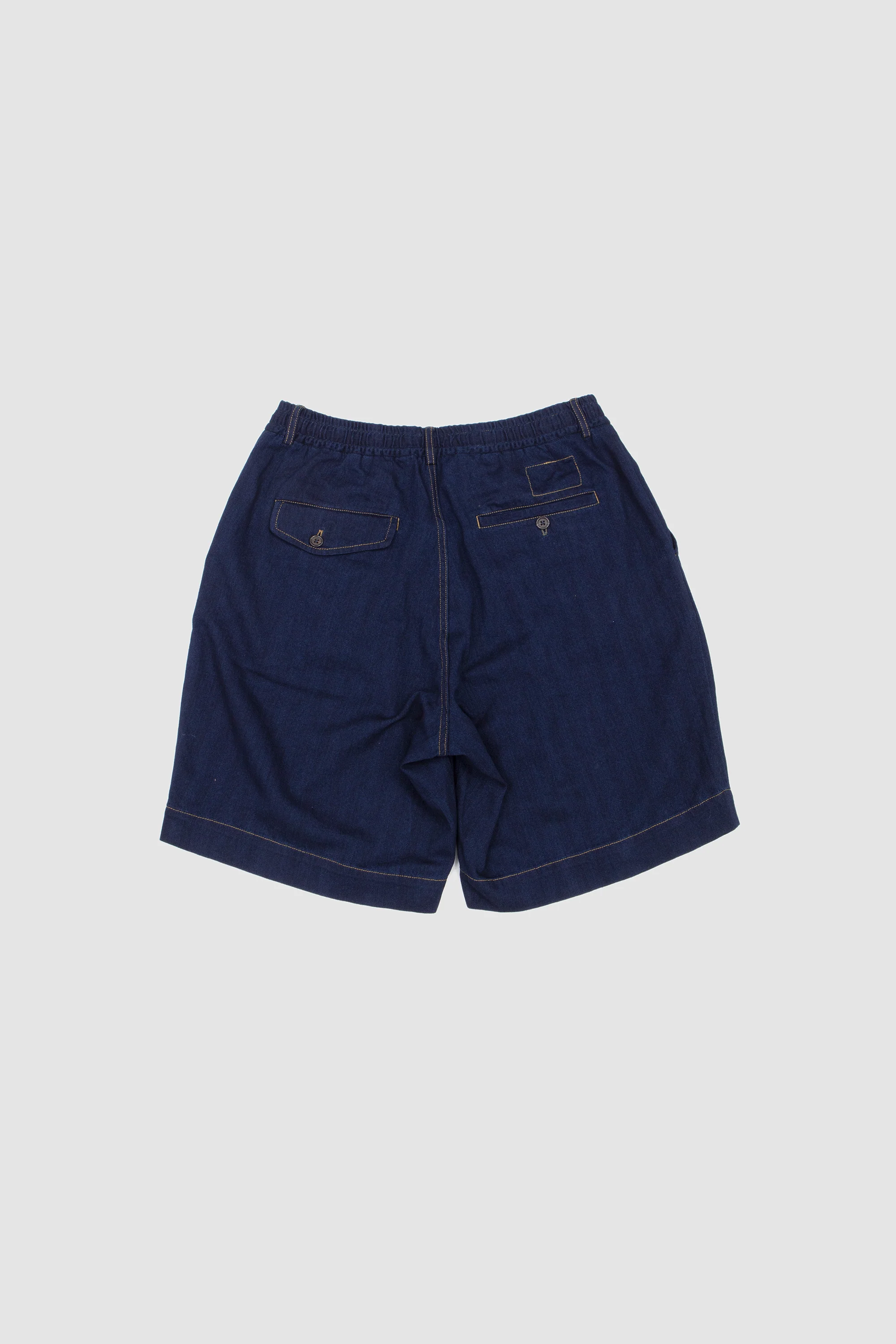 Pleated Track Short Herringbone Rec. Cotton Indigo - Image 5
