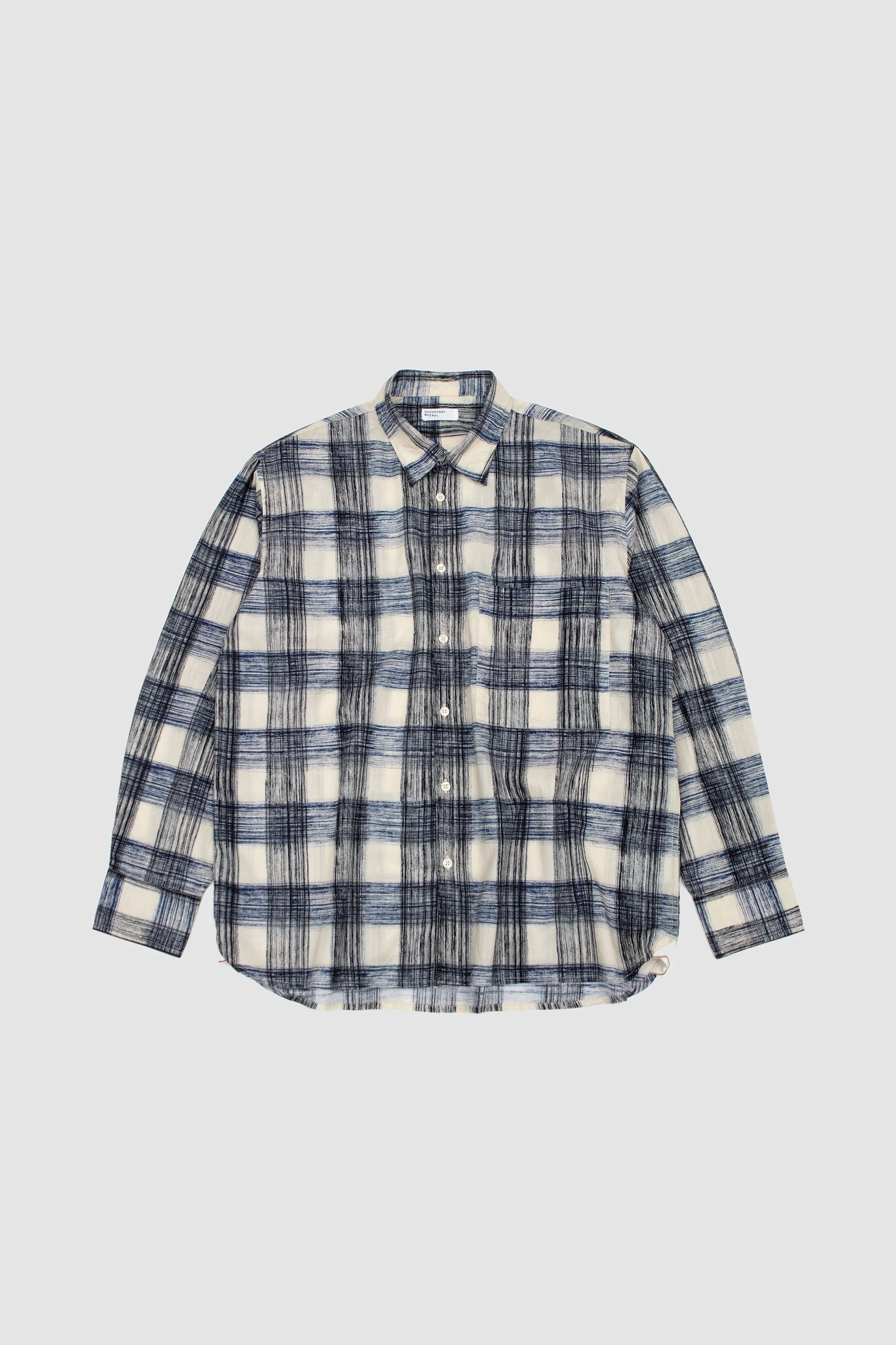 Square Pocket Shirt Window Panes Navy